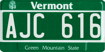 VT license plate AJC616