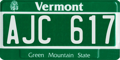 VT license plate AJC617