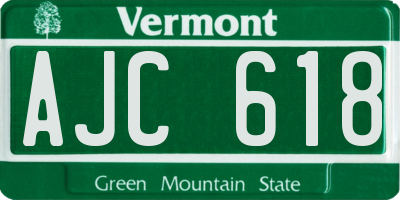 VT license plate AJC618