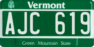 VT license plate AJC619