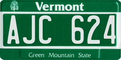 VT license plate AJC624