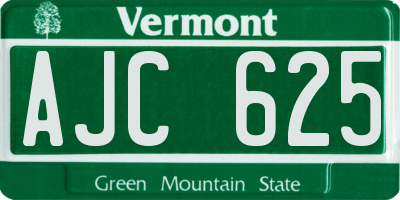 VT license plate AJC625