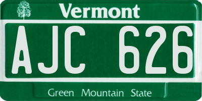 VT license plate AJC626