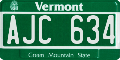 VT license plate AJC634