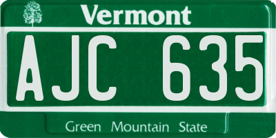 VT license plate AJC635