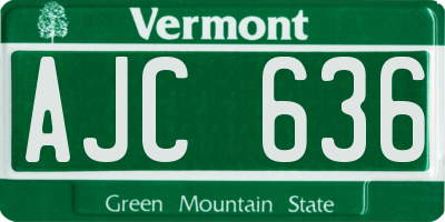 VT license plate AJC636