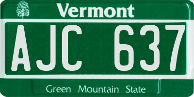 VT license plate AJC637