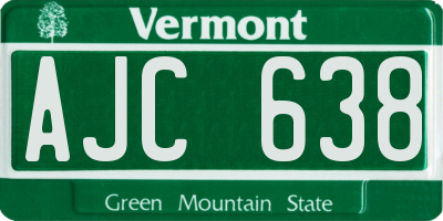 VT license plate AJC638