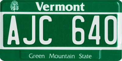 VT license plate AJC640