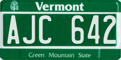 VT license plate AJC642