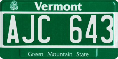 VT license plate AJC643