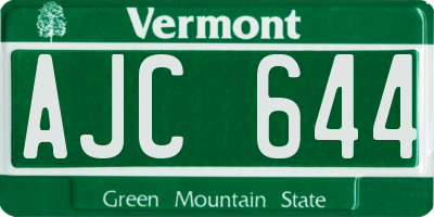 VT license plate AJC644