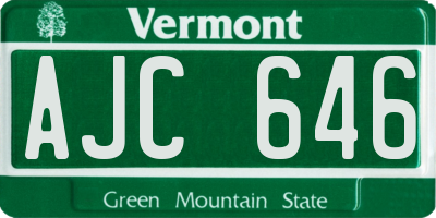 VT license plate AJC646