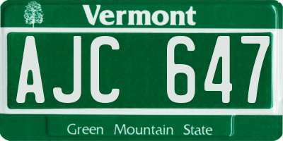 VT license plate AJC647