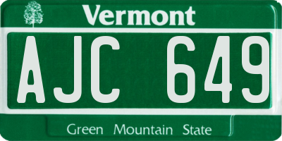 VT license plate AJC649