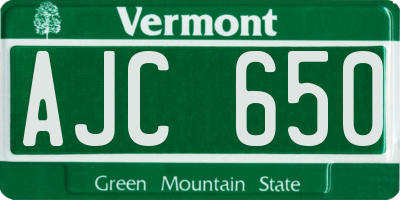 VT license plate AJC650