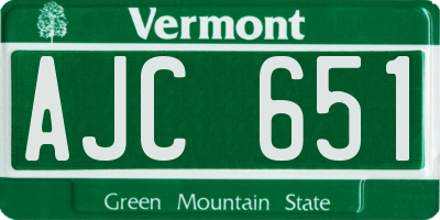 VT license plate AJC651