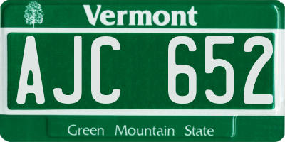 VT license plate AJC652