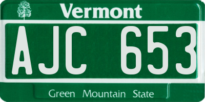 VT license plate AJC653