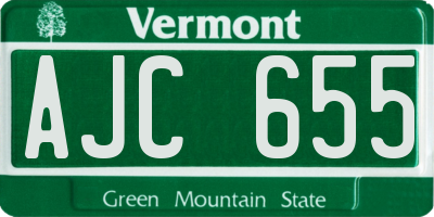 VT license plate AJC655