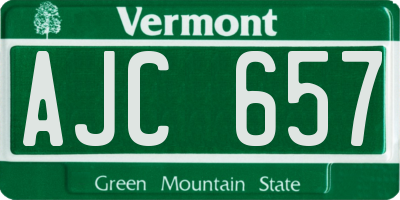 VT license plate AJC657