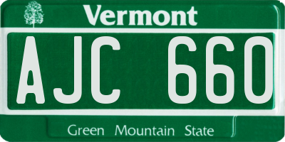 VT license plate AJC660