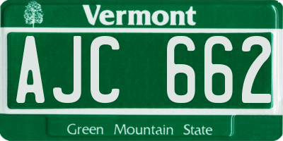 VT license plate AJC662