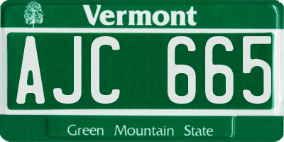 VT license plate AJC665