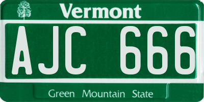 VT license plate AJC666