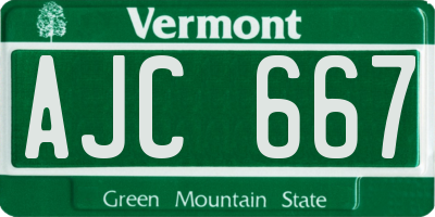 VT license plate AJC667