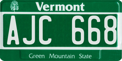 VT license plate AJC668