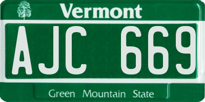 VT license plate AJC669