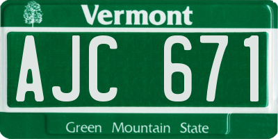 VT license plate AJC671