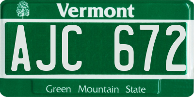 VT license plate AJC672