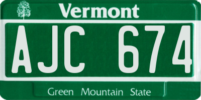 VT license plate AJC674
