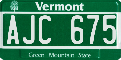VT license plate AJC675