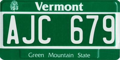 VT license plate AJC679