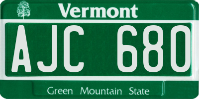 VT license plate AJC680