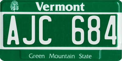 VT license plate AJC684