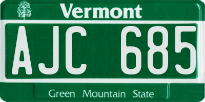 VT license plate AJC685