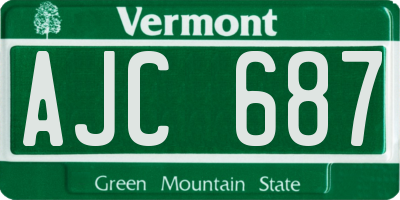 VT license plate AJC687
