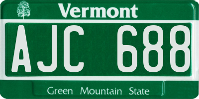 VT license plate AJC688