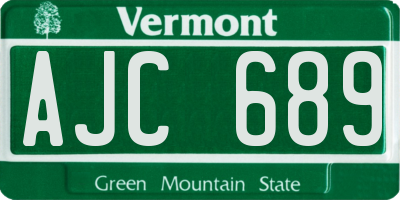 VT license plate AJC689