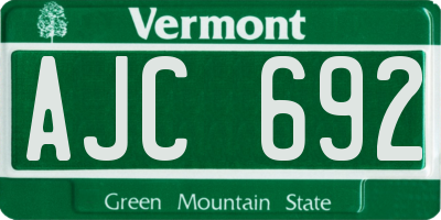 VT license plate AJC692