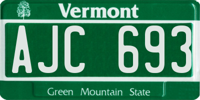 VT license plate AJC693