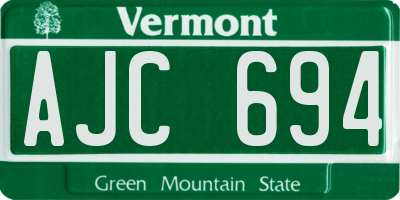 VT license plate AJC694
