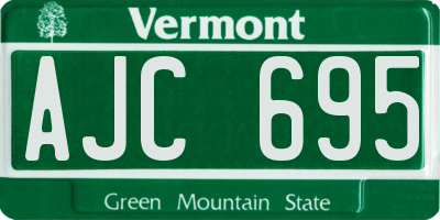 VT license plate AJC695