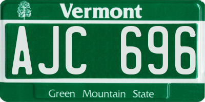 VT license plate AJC696