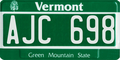 VT license plate AJC698