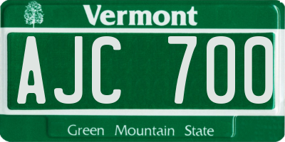 VT license plate AJC700